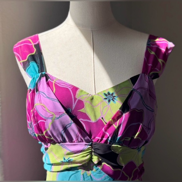 Bisou Bisou Vibrant Floral Midi Dress Size 8 - Picture 2 of 7